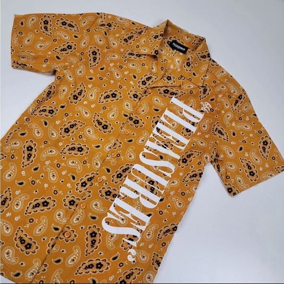 Verona Bandana Hawaiian Shirt by Pleasures Size Small Orange Multicolor - Picture 1 of 10